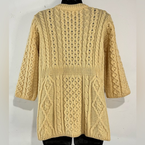 Kilronan Knitwear 100% Pure Merino Wool Cable Knit 3 Button Sweater Size Small - Picture 3 of 11